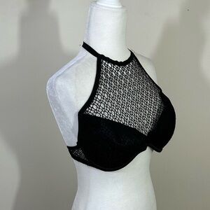 XOXO sz 36C swimsuit top in black. Mesh on the front is not delicate